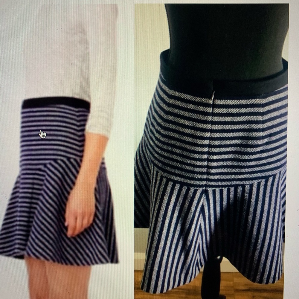 J. Crew NWT navy white striped wool skirt